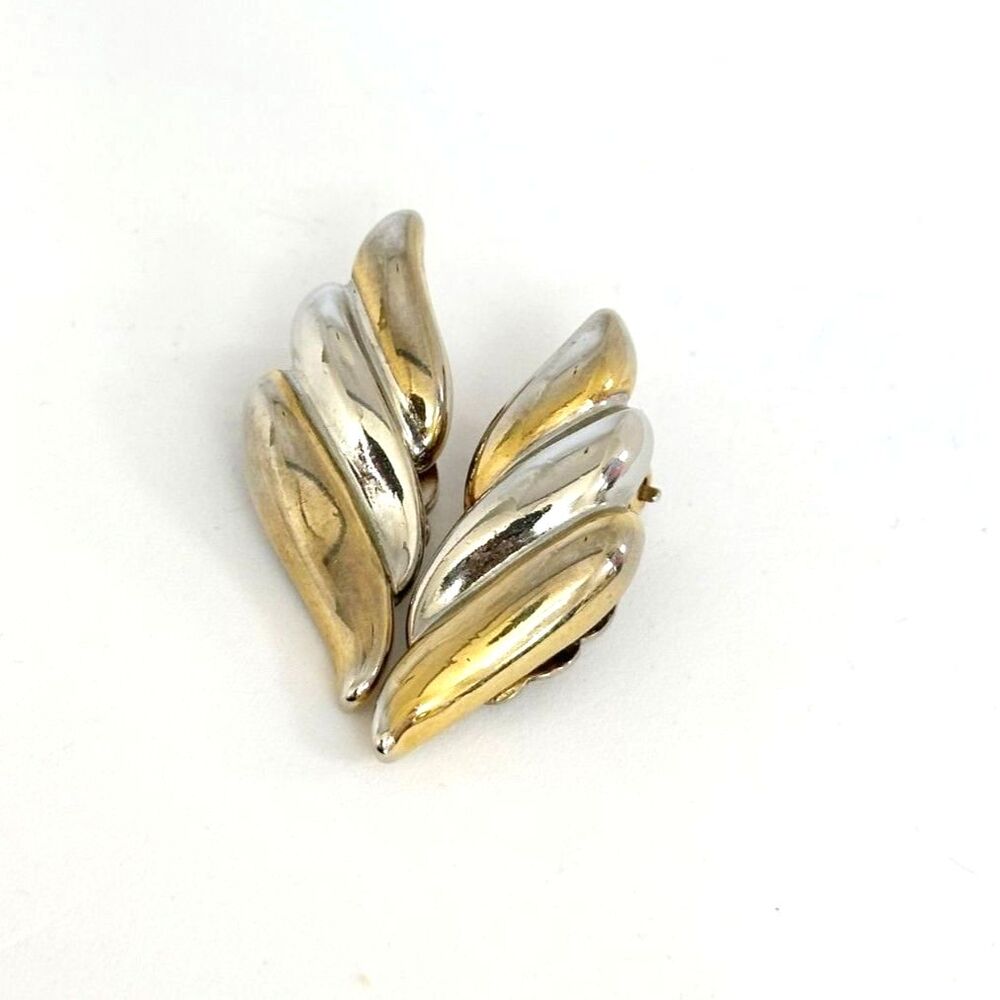 Spiral Fire Flame Two Tone Gold and Silver Clip On Earrings